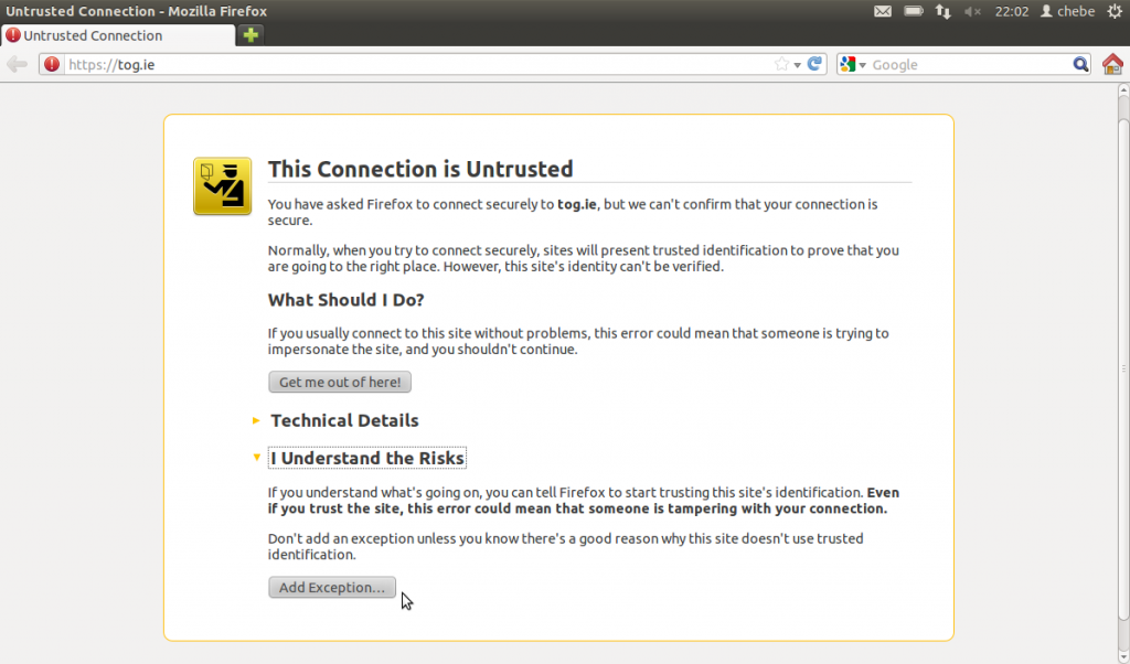 UntrustedConnectionWarning