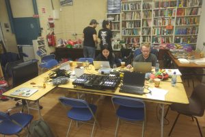 Group of people hacking in the TOG common room