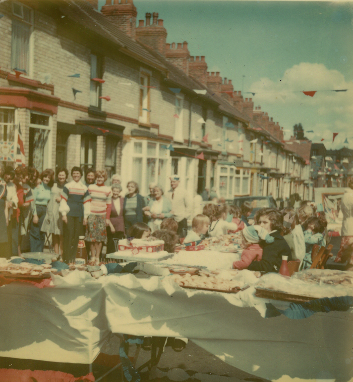 Street Party celebrating the Silver Jubilee of Elizabeth II at a street in Birkenhead, Merseyside, England on the 7th June 1977. Photo originally taken on a Polaroid instant camera. Digitally scanned on 11th July 2010.